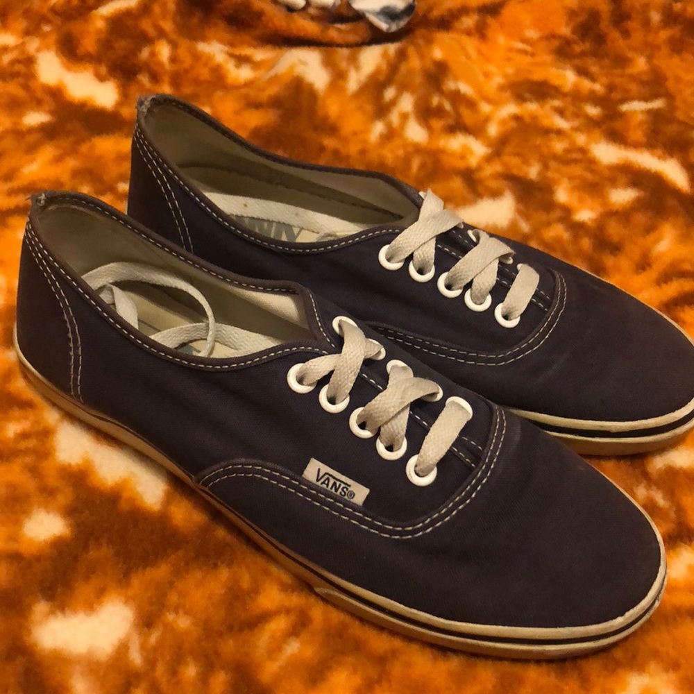 Navy Blue and White Lo Pro Vans